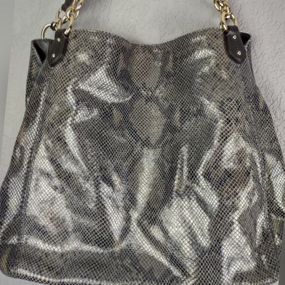 COACH Madison Phoebe Large Shoulder Embossed Snakeskin Hobo Bag Purse Handbag - Picture 13 of 16